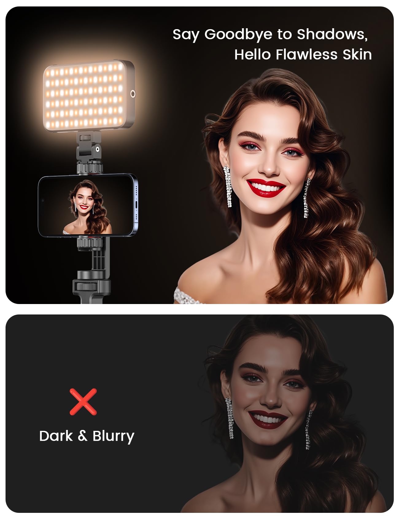 Trípode de teléfono móvil con luz LED de llenado, palo selfie trípode de 35 – 153 cm con mando a distancia Bluetooth, rotación de 360°, para iPhone Android, cámara TikTok YouTube Vlog Live Streaming