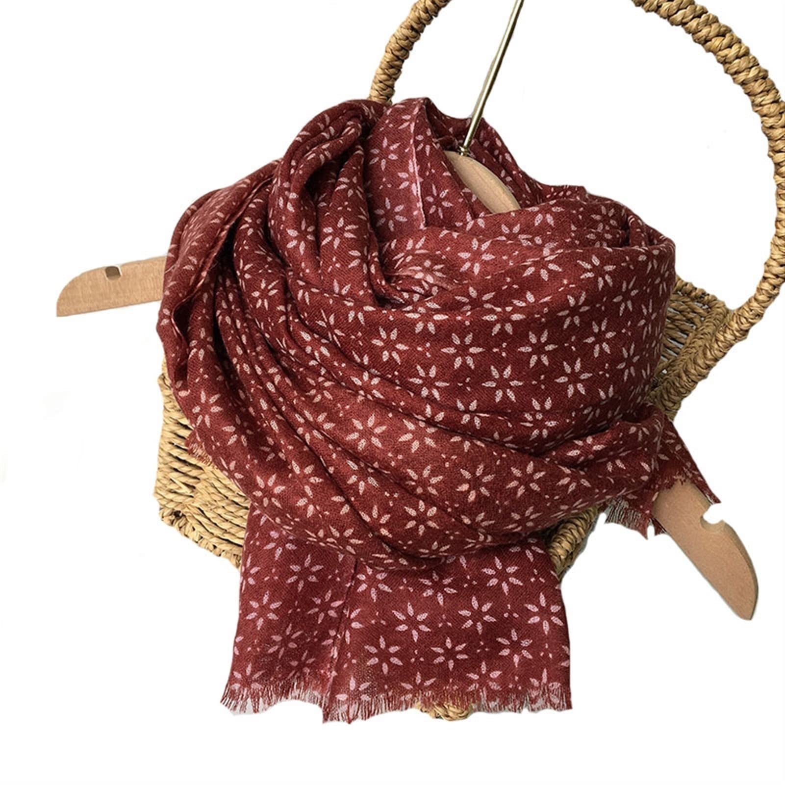 Damen Herbst und Winter 200 Wollschal Leichter Reiner handgemachter Retro-Plaid-Seidenschal Damenschal (Farbe: A Größe 95x205cm) (a