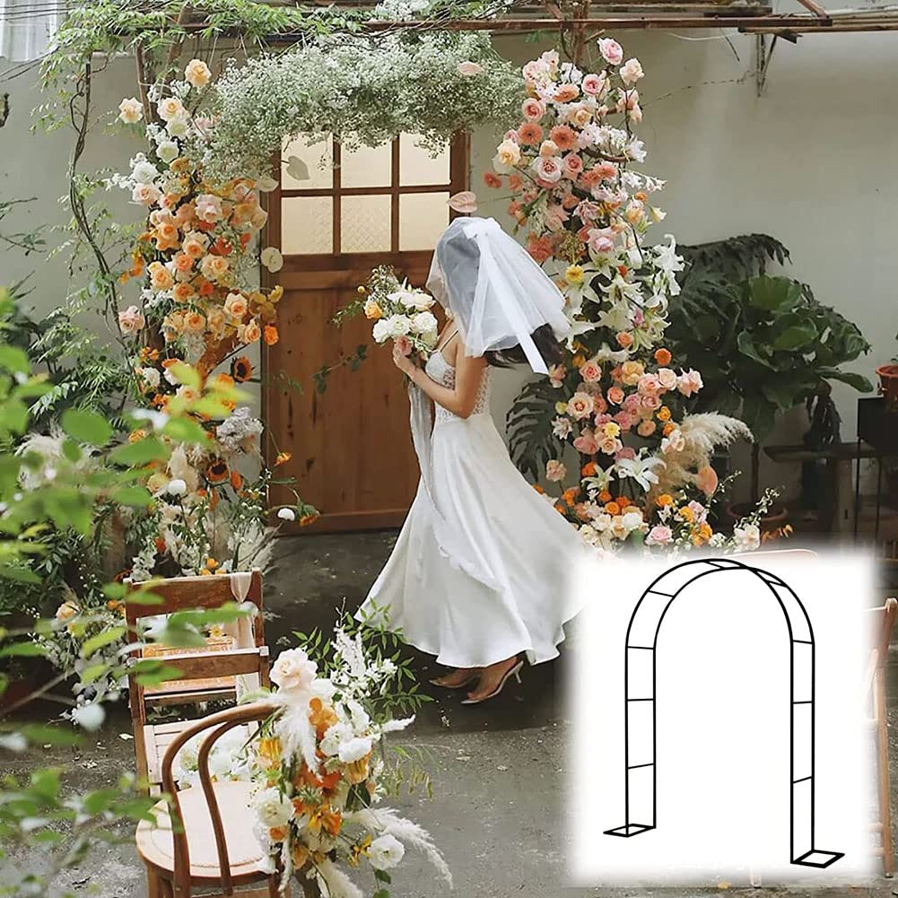 Arche de jardin en métal noir 2,4m avec treillis en acier pour rosiers