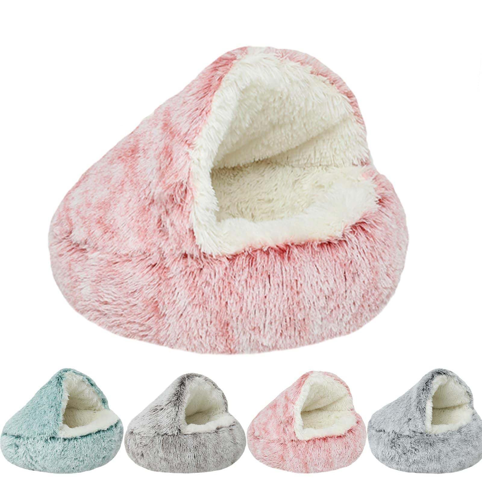 Cozy Cocoon Dog Bed, 15.7”/19.7”/25.6”/31.5”/39.5” Dog Bed with Cover Cave, Pet Caves for Dogs, Pet Cave Bed, Winter Pet Plush Bed (Pink, 39.5IN)