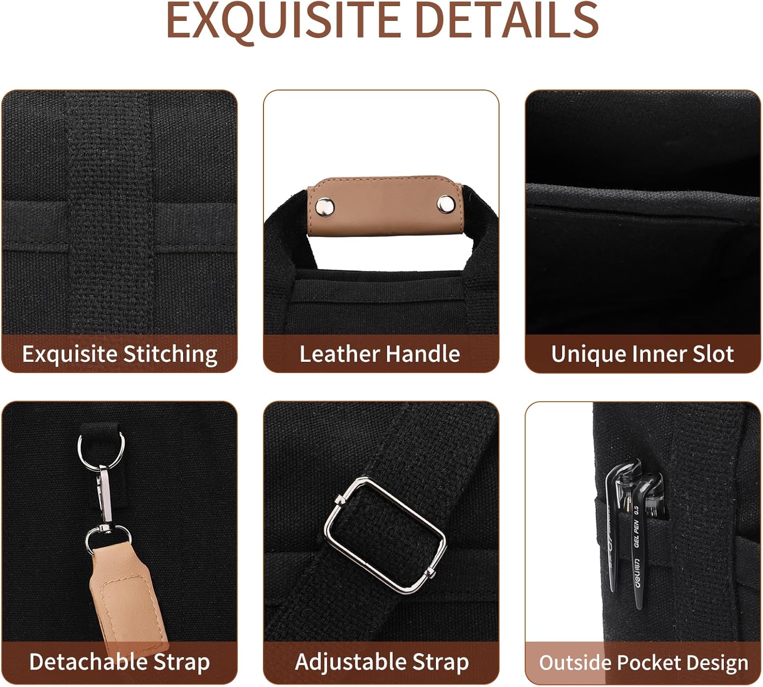 Tote Bag for Women Canvas Tote Purses with Compartments Pockets Crossbody Messenger Work Satchel Shoulder Handbags - Image 5