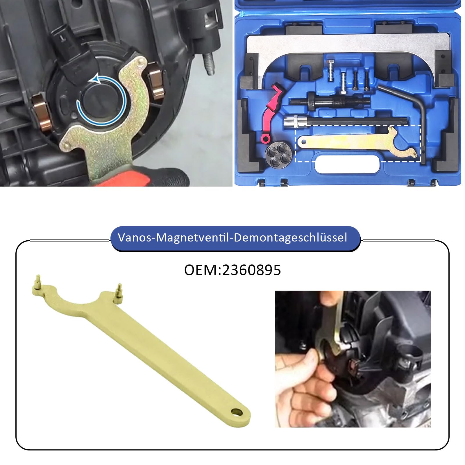Zahnriemen Werkzeug,Nockenwellen-Ausrichtungswerkzeug,Motor Einstellwerkzeug Set mit T60-Zylinderkopfschrauben-Entfernungsnuss Vanos für B38 B46 B48 F20 F45 F46 F48 F55 F56