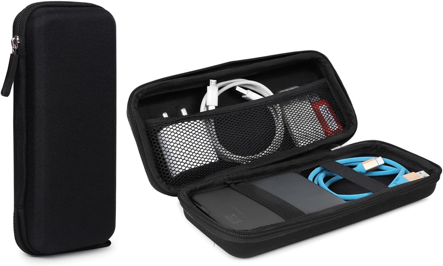 GadgetBite Portable Electronic Accessories Organizer – Travel-Friendly Pouch For Vlogging Camera, Usb Cables, Power Banks, Adapters, Hard Disks, And More (Black)