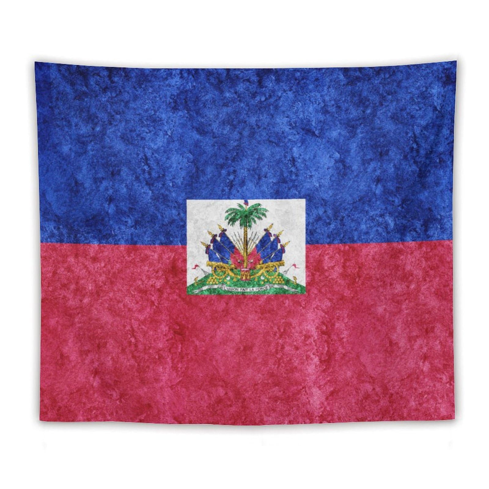 XingFox Haiti Flag Textured Tapestry Wall Hanging, National Flag Art Wall Decoration Tapestry, For Bedroom Living Room Dorm Home Decoration, 50"x60"