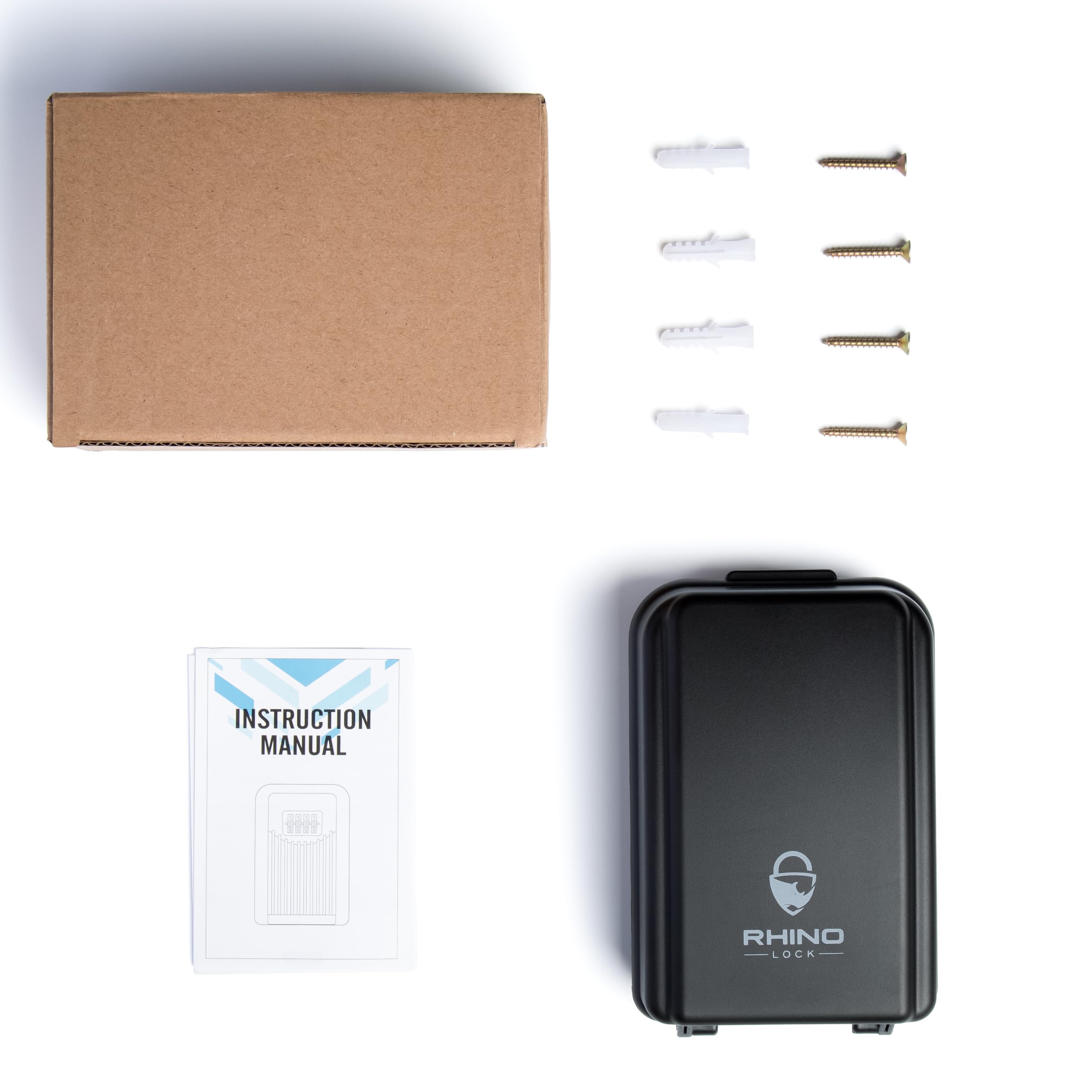 Rhino Lock Secure Key Plus Coffre-fort à combinaison – Coffre-fort mural pour clés d'extérieur – Grand espace de rangement interne pour clés de maison ou de bureau avec serrure solide à 4 chiffres