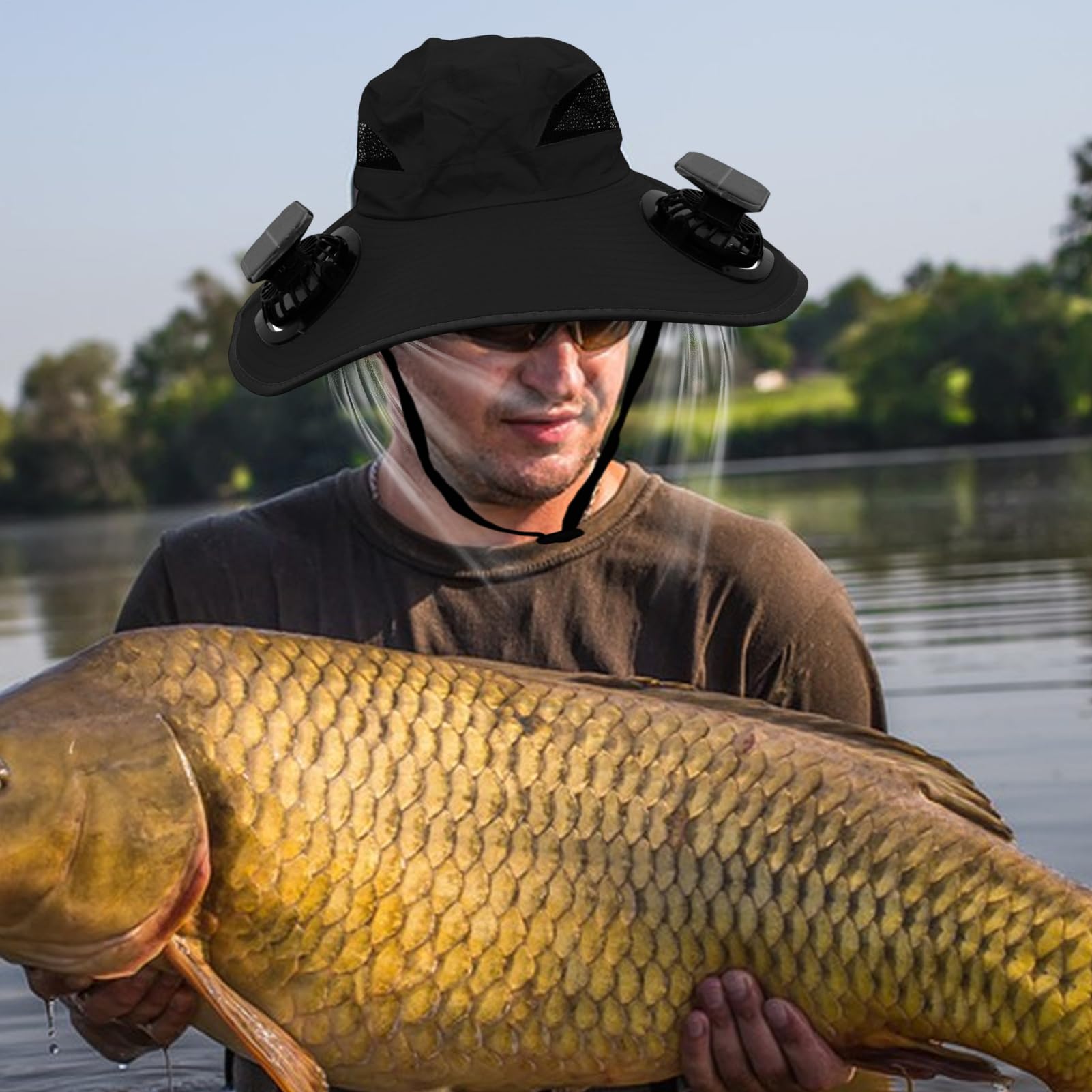 Cappello con Ventilatore a Energia Solare Cappello da Pesca Esterno UPF50+ | Copricapo Rinfrescante Traspirante Portatile per Pesca Campeggio Spiaggia Sport Estivi