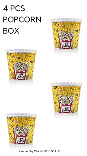 Miniatura 8 de Caja de plástico reutilizable de estilo moderno, recipientes para palomitas de maízcuencos para palomitas de maíz para noche de cine - (sin BPA,