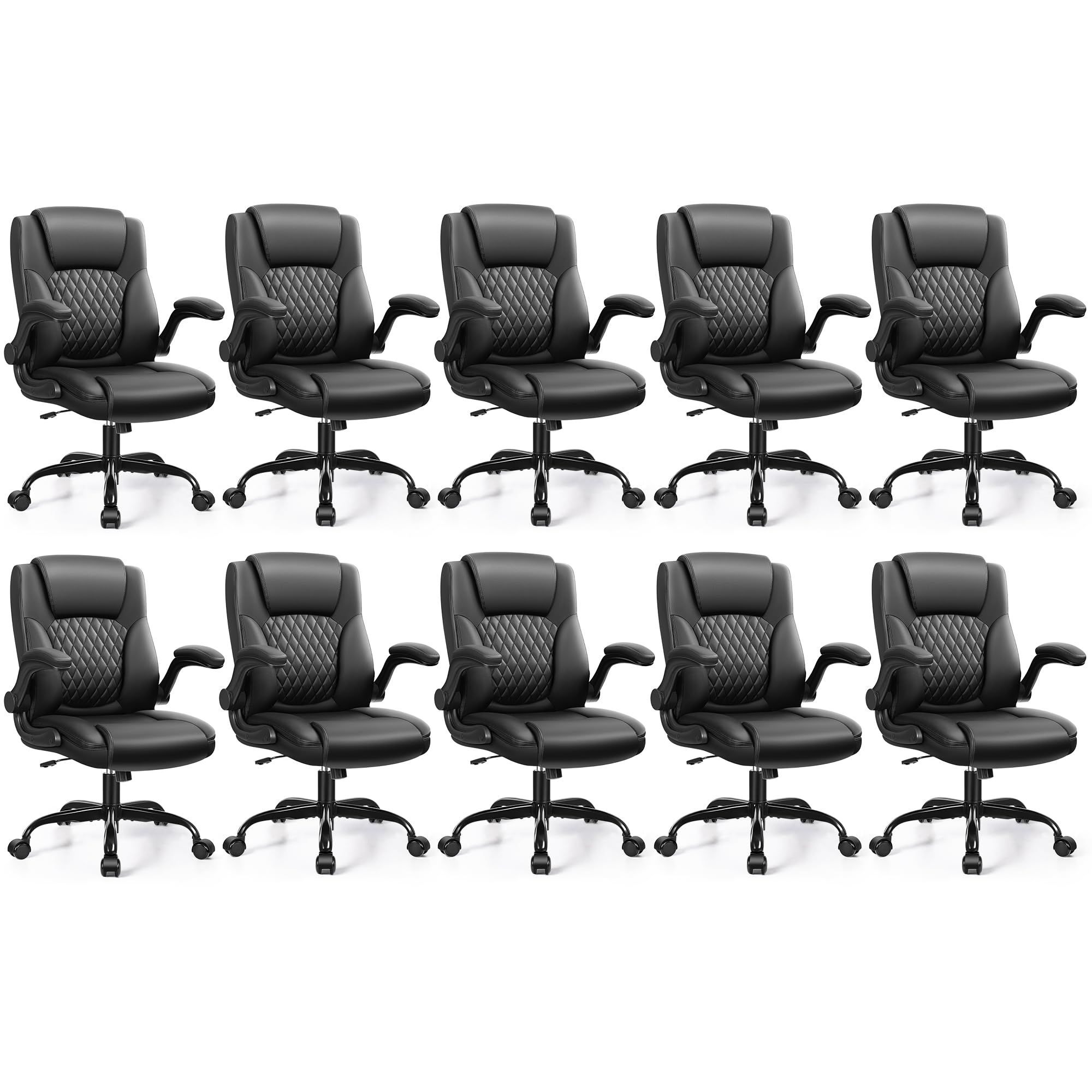 Leather Office Chair, PU Home Computer Desk Chairs with Ergonomic Back Support, 360°Swivel Free，Small Gaming Chair with Wheels and Adjustable Armrests, for Short People Use