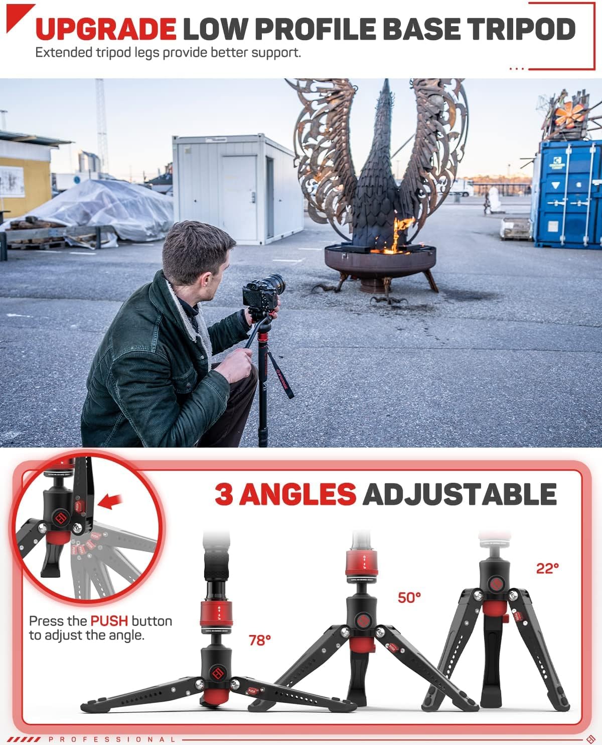 IFOOTAGE Cobra 3 A180T Fotografie-Kamera-Einbeinstativ mit Standfüßen, Drehverschluss-Design für monopod stativ mit abnehmbarem Stativfuß, Canon, Nikon, Sony, DSLR & Videokamera