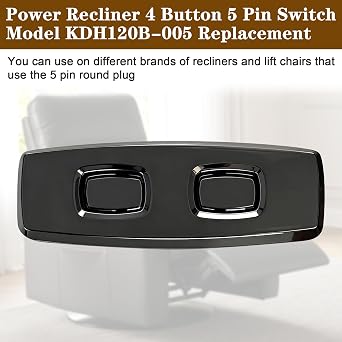 Power Recliner Kaidi 4 Button 5 Pin Switch KDH120B-005 Hand Control | Lift Chair Electric Sofa Hnad Controller Replacement