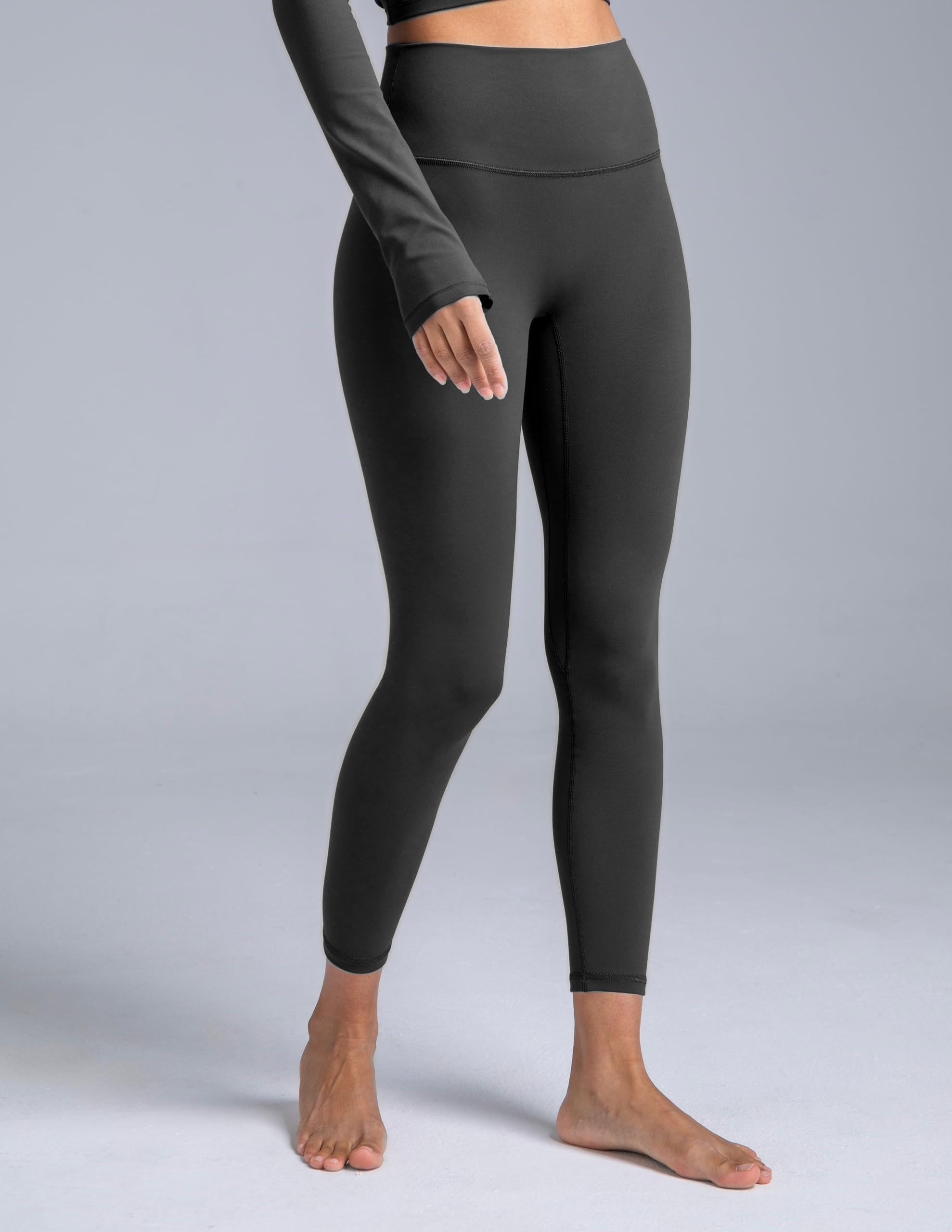 Colorfulkoala Dreamlux Leggins Senza Cucitura Frontale da Donna Yoga 7/8 Pantaloni Palestra a Vita Alta, Grigio Scuro, M