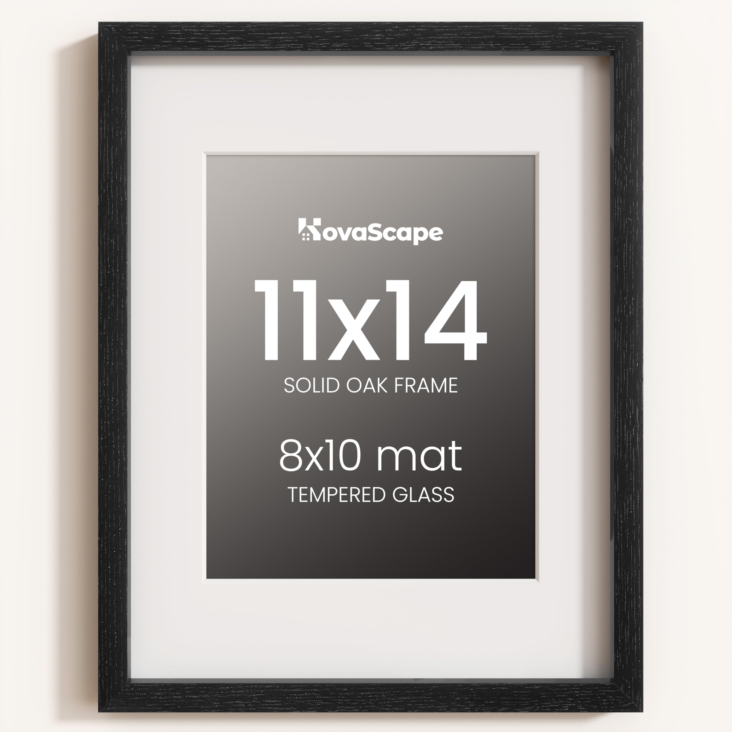 KovaScape 11x14 Photo Frame, Natural Solid Oak Wood Picture Frame with HD Tempered Glass, Modern Minimalist Wooden Frame Matted for 8x10 Photos, Versatile Wall Hanging & Tabletop Display — image 1