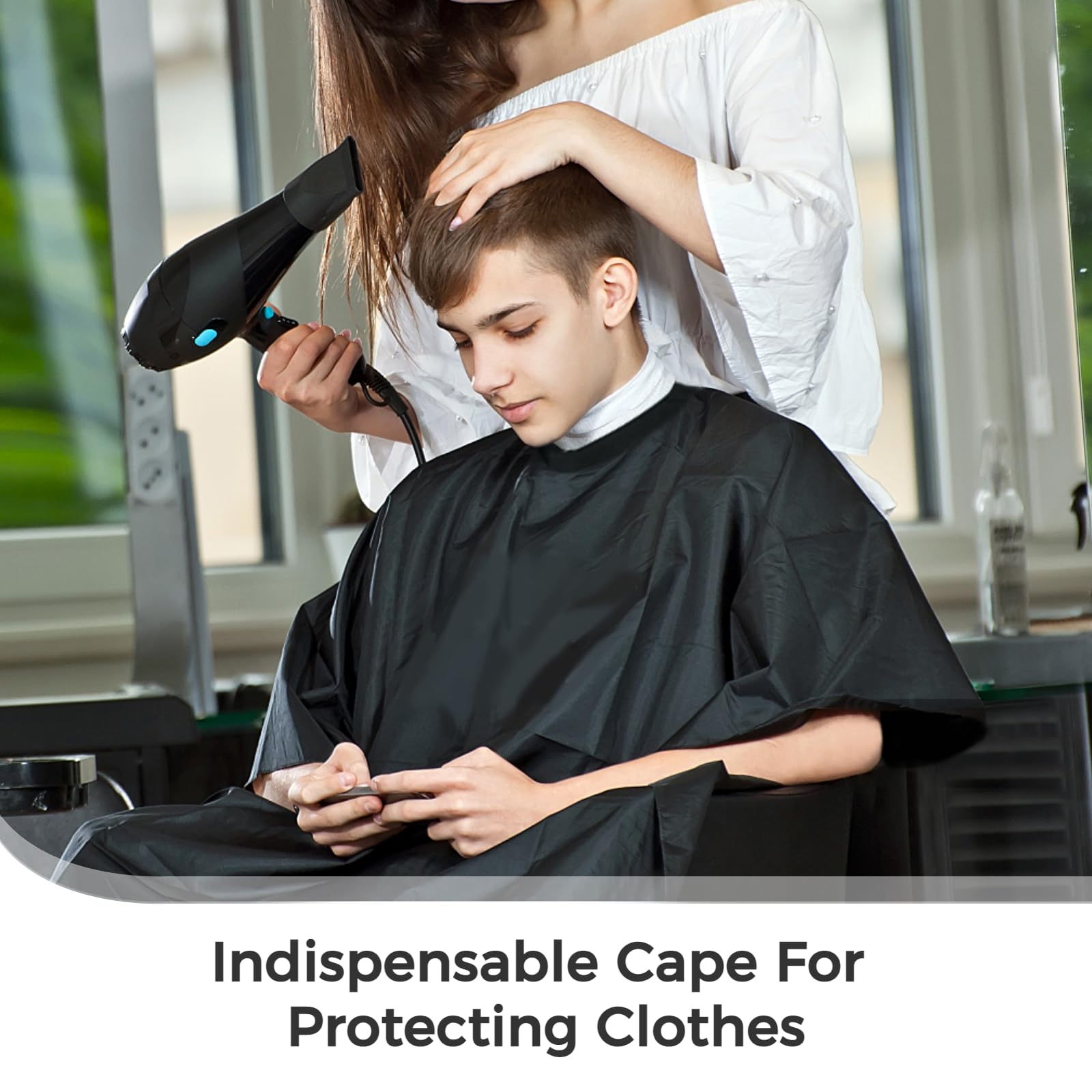 12 x Friseurumhang, wasserdichte Shampoo-Umhänge mit Druckknöpfen, großer Haarschneide-Salon-Umhang (144 x 129 cm (wie abgebildet, 12 Stück), wie abgebildet, 12 Stück