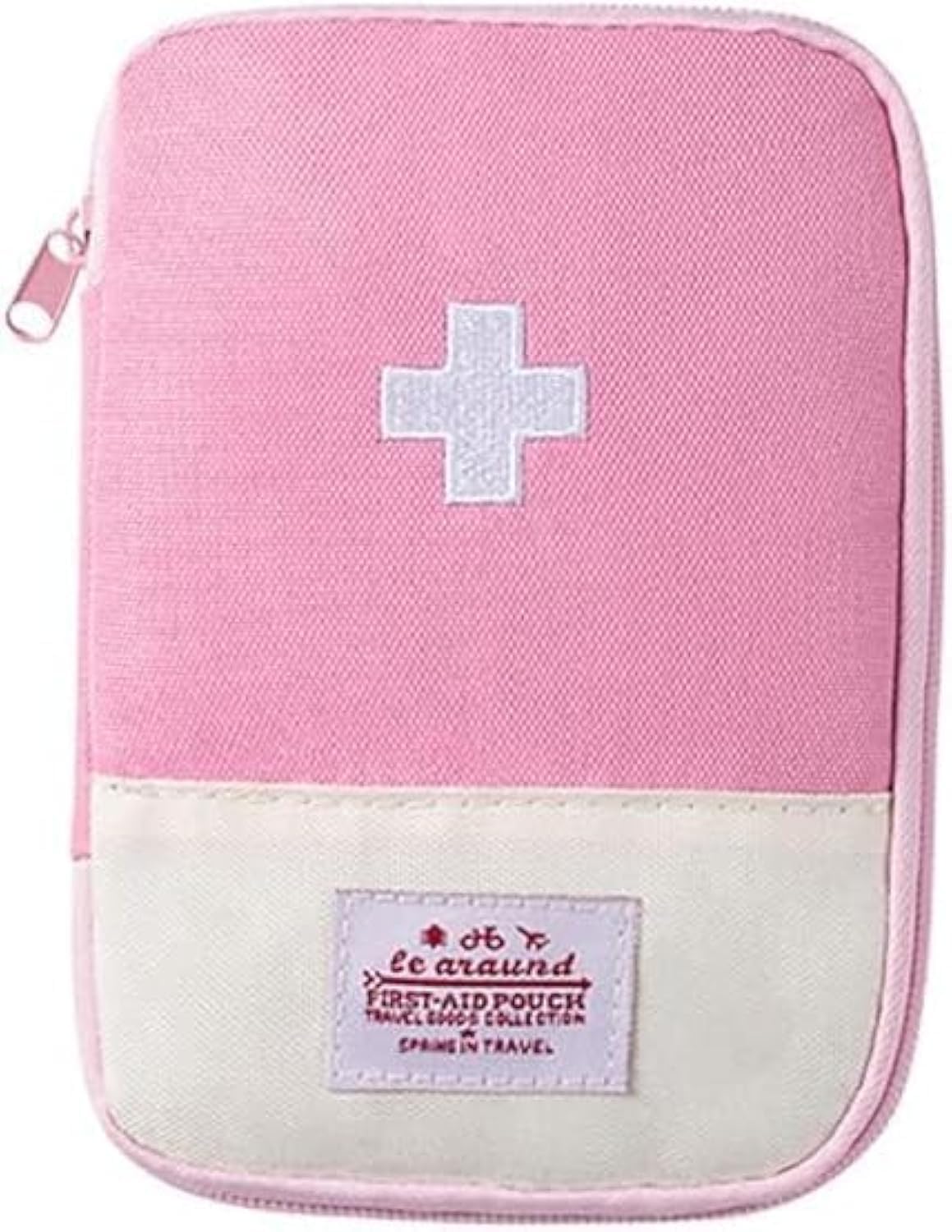 1 Pack Pink First Aid Bag Empty, Empty First Aid Pouch, Mini Portable Medical Bag for Outdoor Camping Hiking Traveling Emergency Bag (Small)