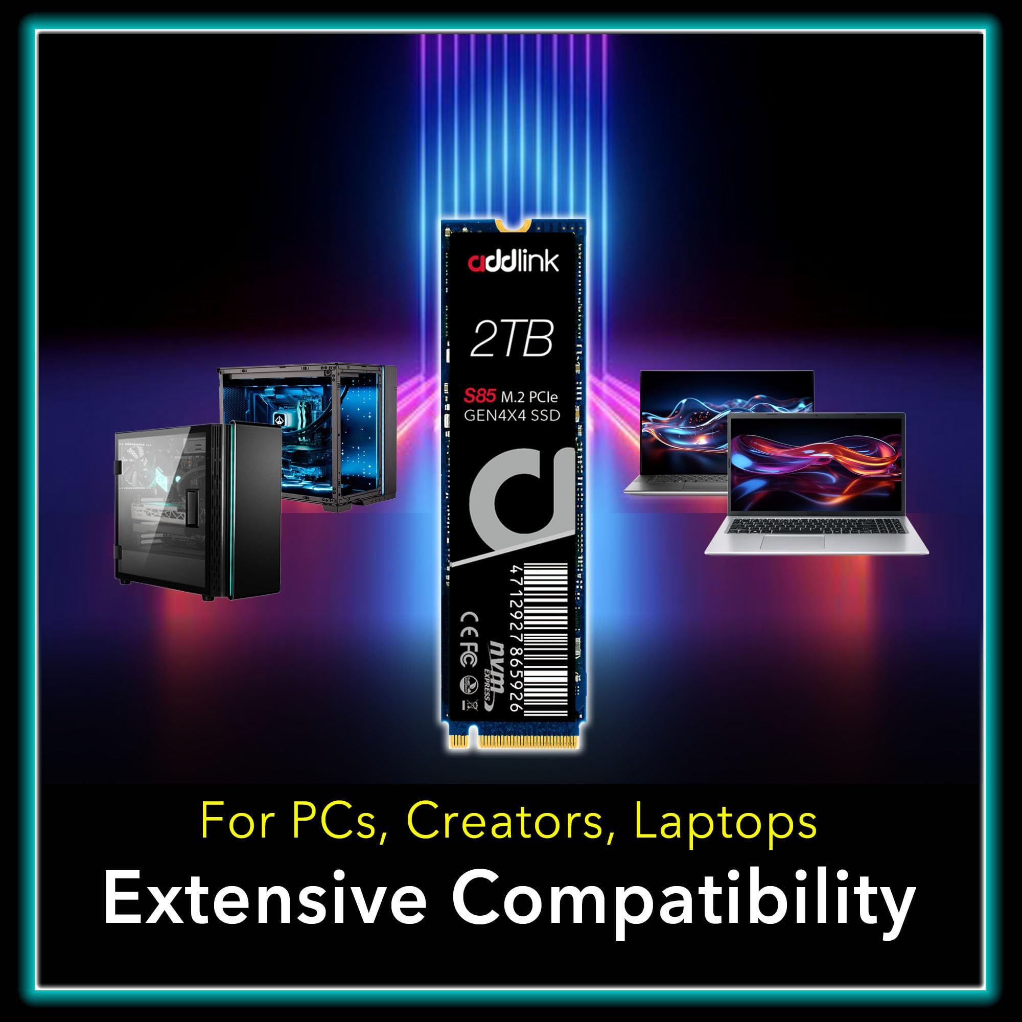 Addlink S85 2TB M.2 PCIe NVMe Gen4 Memory Expansion SSD, Speed Up