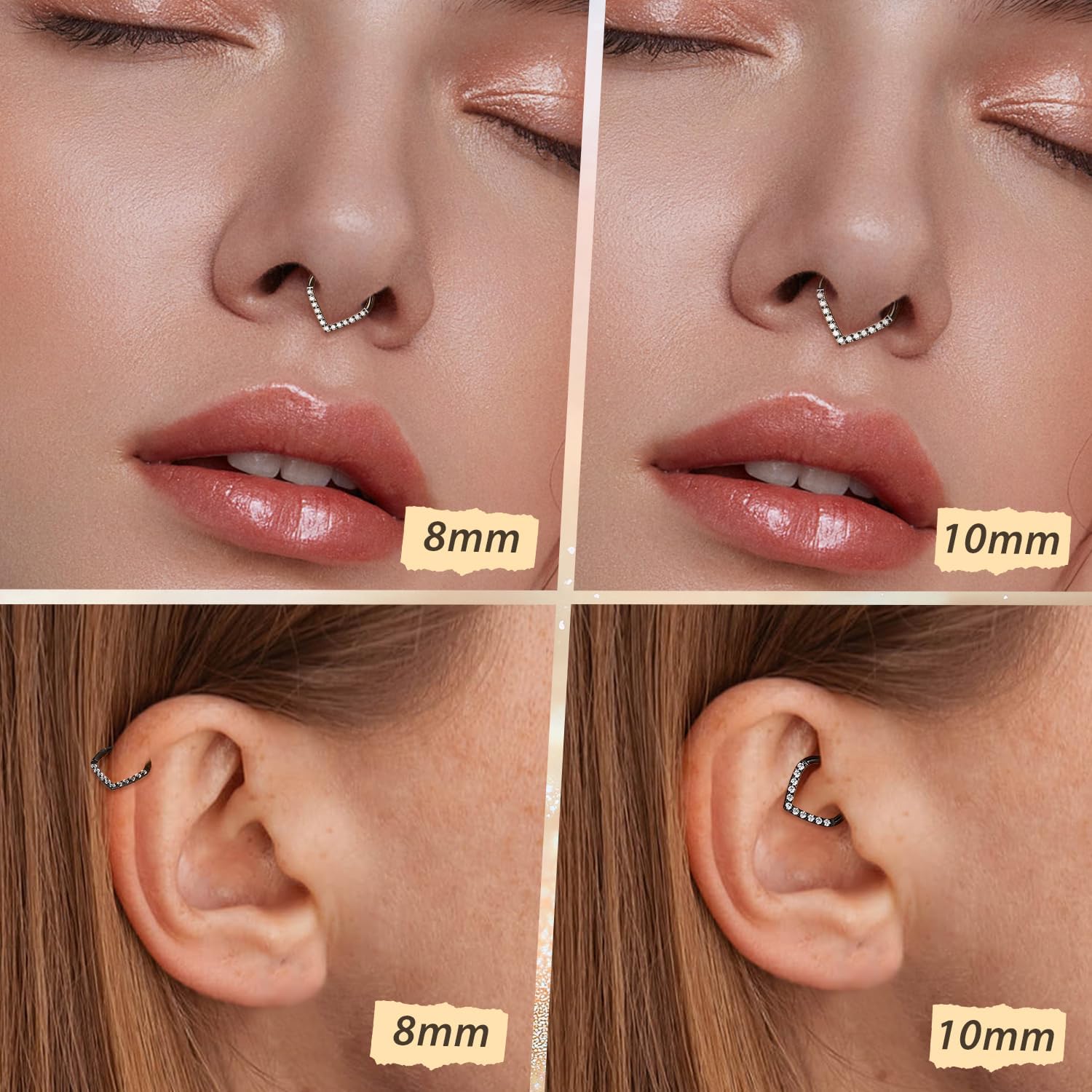 FUNLMO 16G Septum Ring Teardrop Septum Jewelry Daith Helix Tragus Rook Piercing Jewelry CZ Nose Rings Hoops Cartilage Earring 316L Surgical Steel - Image 6