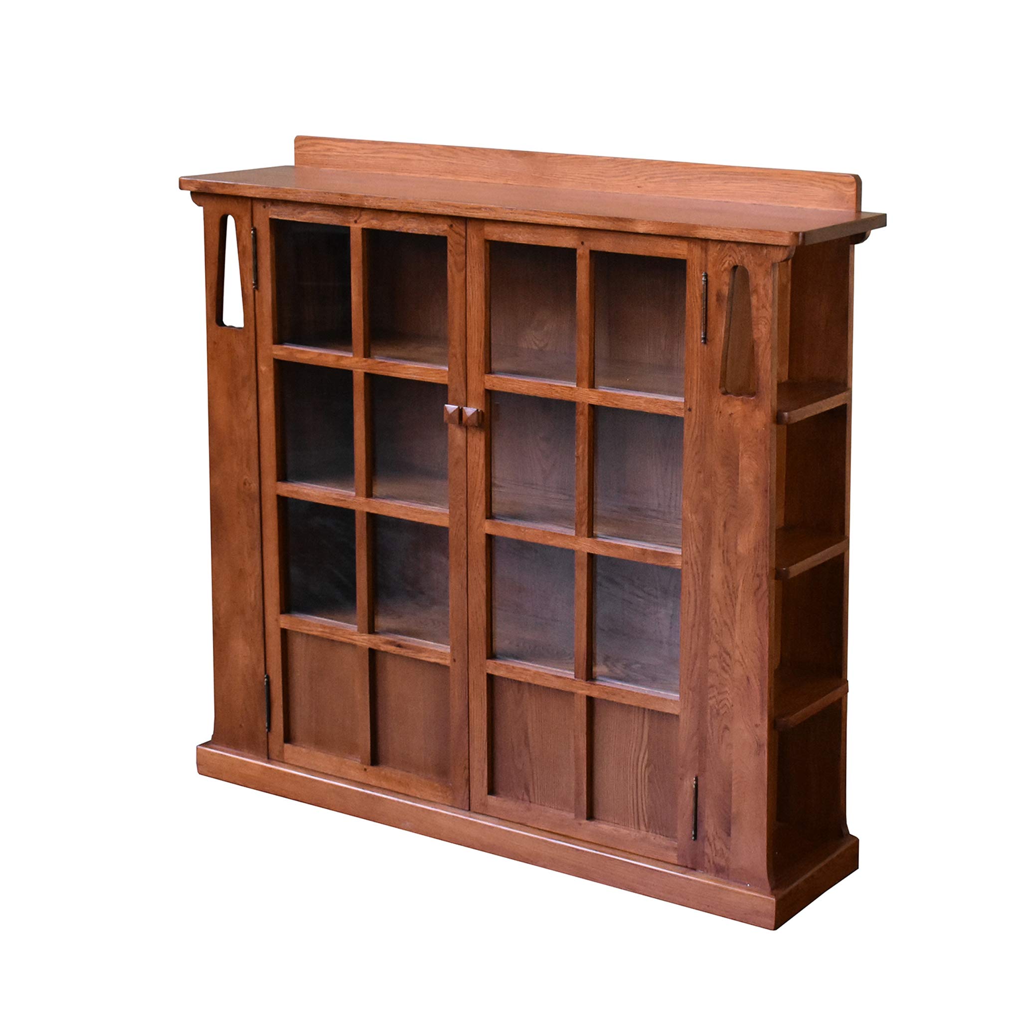 Crafters and Weavers Mission Double Door Bookcase with Side Shelves - Michael's Cherry (MC1)