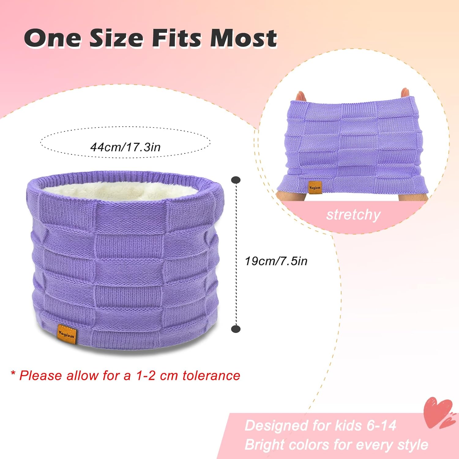 Kids Double-layer Knit Neck Warmer Gaiter | Thermal Fleece Face Cover for 6-14 Year Olds Boys Girls | Ski, Play - Image 5