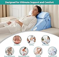 Vista 70 de Bedluxe - Juego de 4 almohadas ajustables de cuña para cama, almohada de espuma viscoelástica para después de la cirugía para el alivio del dolor