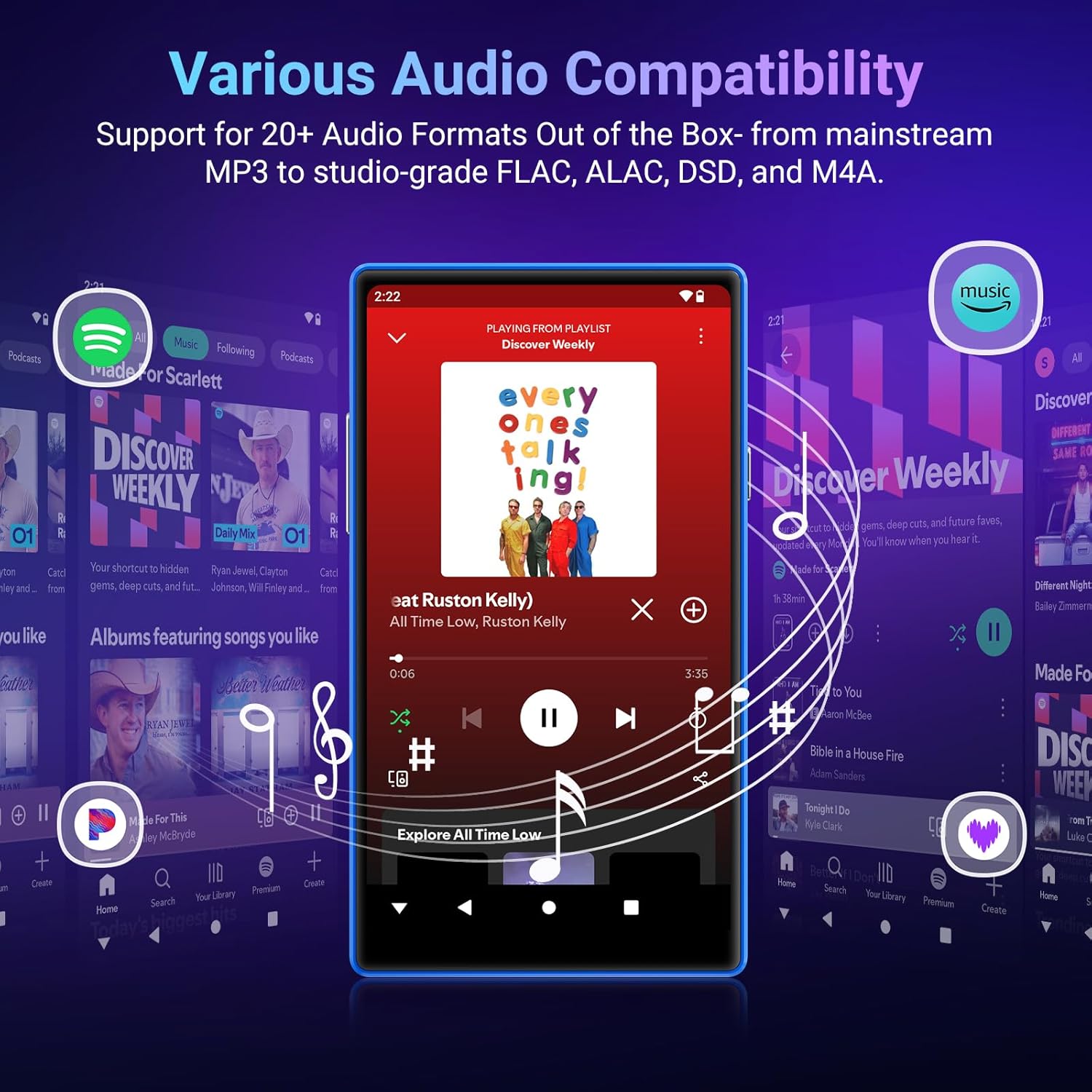 MECHEN 160GB WiFi MP3 Player with Bluetooth, Android 13 and Wi-Fi Streaming, 5" 1080P IPS Display, preinstalled Audible, Amazon Music, Spotify, Play Store - Image 6