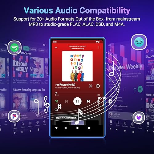 Miniatura 6 de MECHEN Reproductor MP3 WiFi de 160 GB con Bluetooth, Android 13 y transmisión Wi-Fi, pantalla IPS de 5 pulgadas 1080P, audio preinstalado, Tienda
