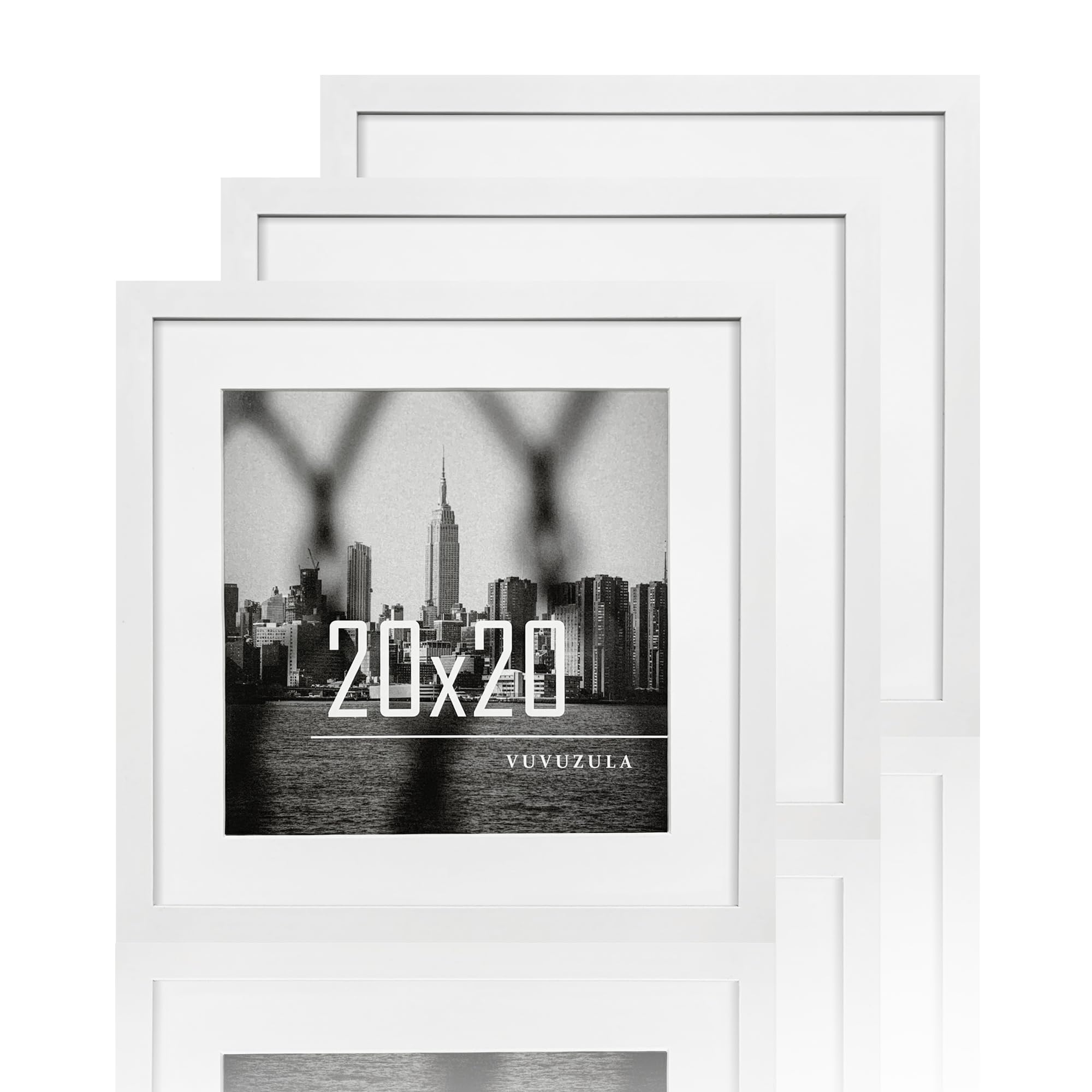 VUVUZULA Bilderrahmen 20x30cm Schwarz 3er Set Fotorahmen Rahmen mit Passepartout Posterrahmen
