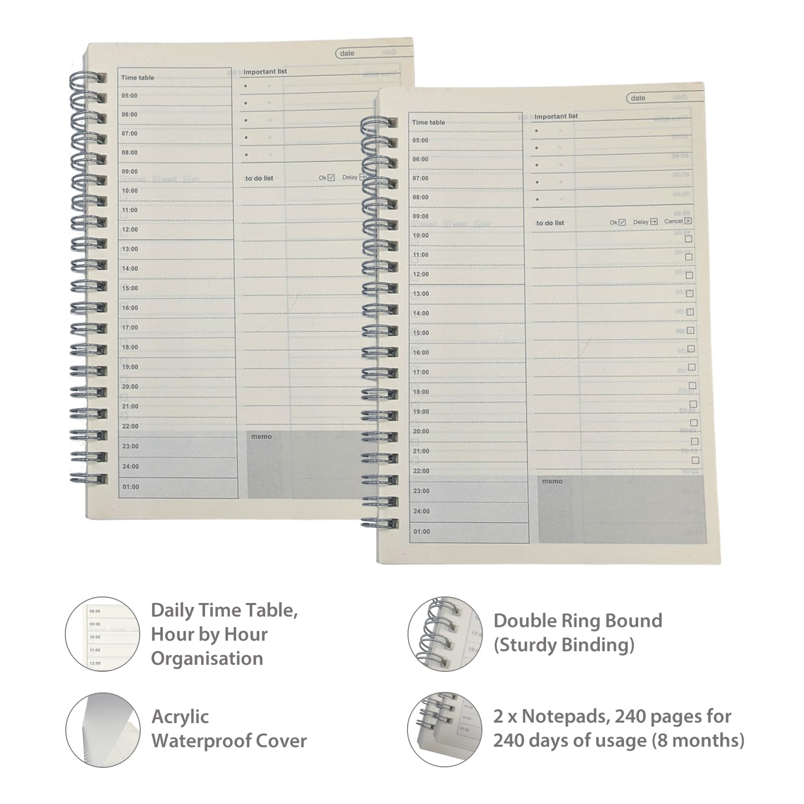PVT International 2 Pack To do List Planner Notebook, 240 Pages A5 Lined Notebooks - Image 4