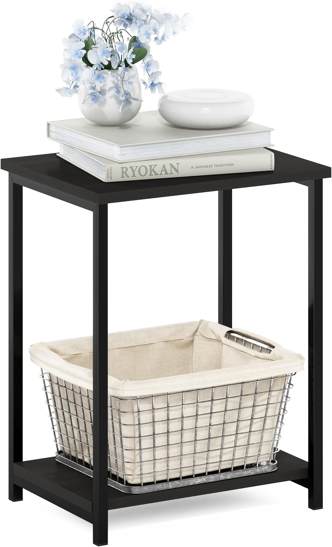 Furinno Simplistic Metal Frame End Table, 1-Pack, Espresso