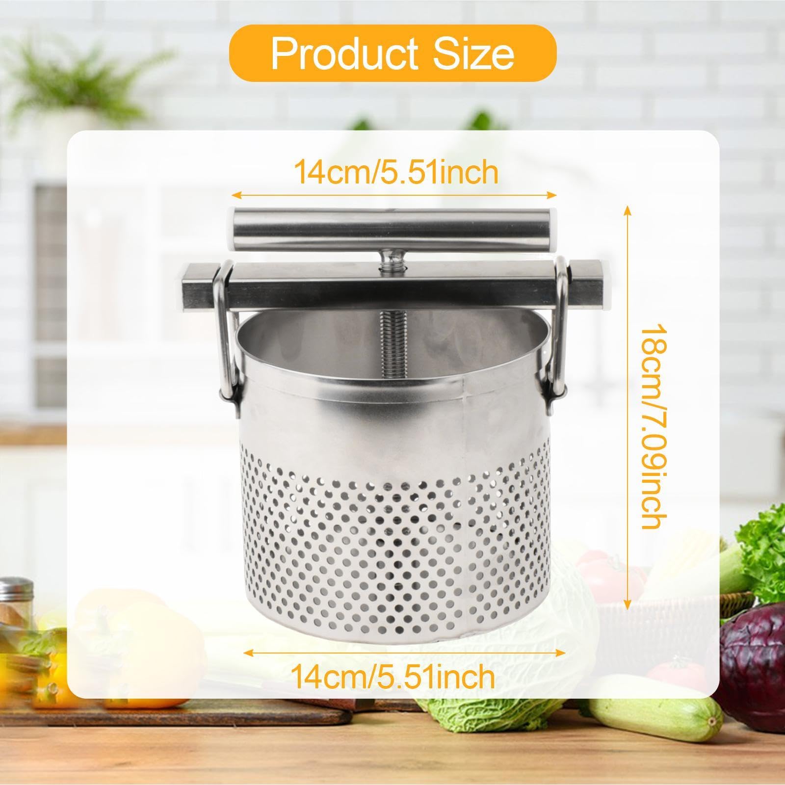 Manuelle Gemüse-Trockenpresse, 0,8 l, Edelstahl, für Teigtaschenfüllung und Fleisch