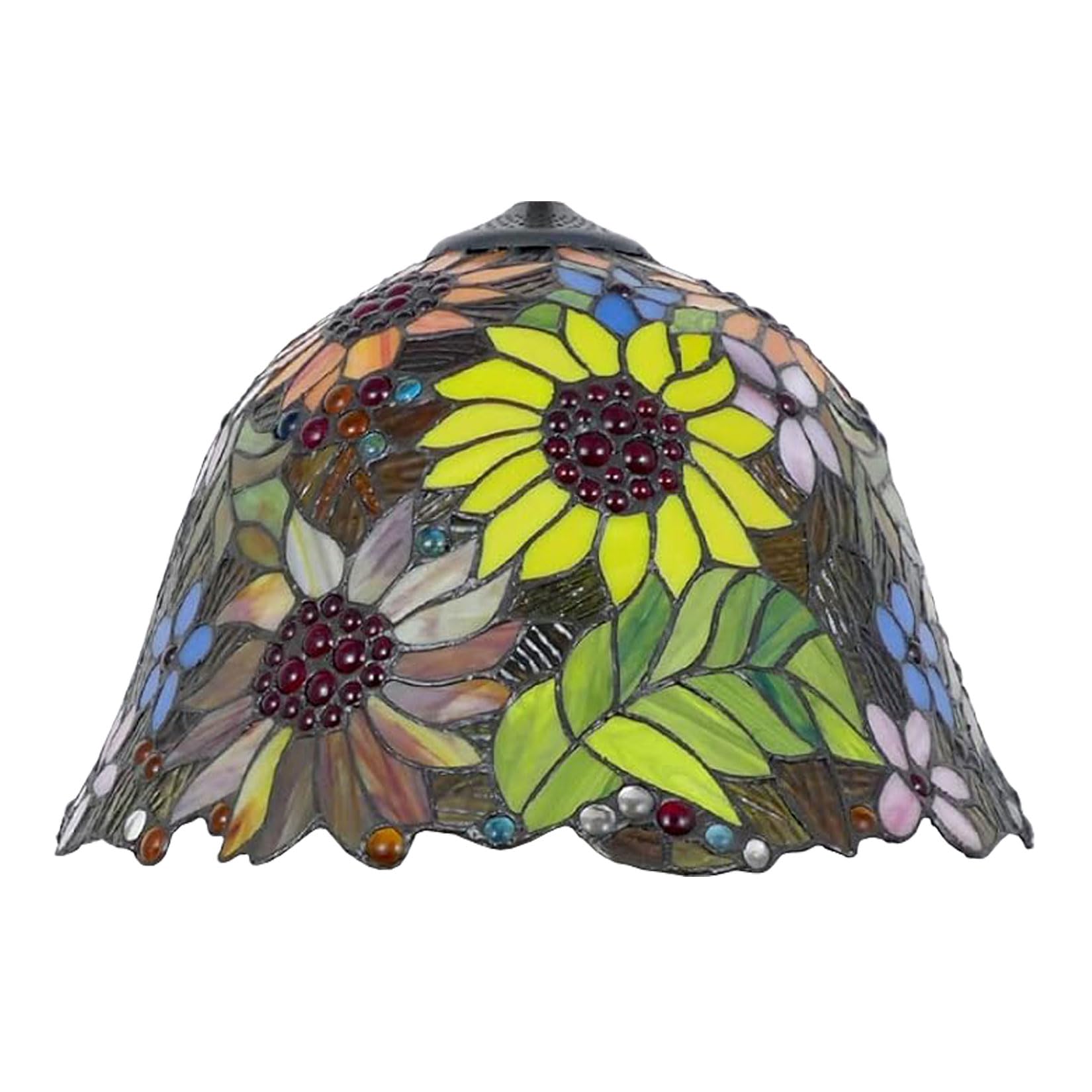 SaryEdge 16-Inch Tiffany Style Stained Glass Lamp Shade Replacement Only Vintage Sunflower Dragonfly Lotus Hat Lampshades Fit for Table Lamp Floor Lamp Pendant Lights,Lotus，Daisy，Daisy
