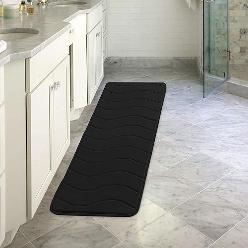 Vista 119 de Flamingo P Tapete de baño de espuma viscoelástica, extra largo, antideslizante, absorbente de agua, grueso, suave, lavable, 47 x 17 pulgadas