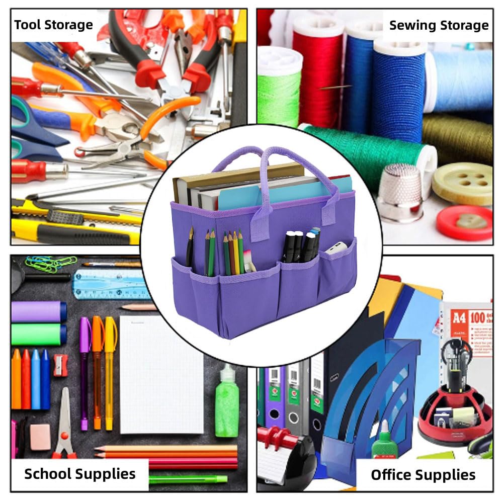 DZOZO Desktop File Folder Tote Storage Organizer Art Craft Storage Bag Foldable Gardening Tool Bag Teacher Office Supplies Tote Bag Art Organizer Craft Tote Bag - Image 2