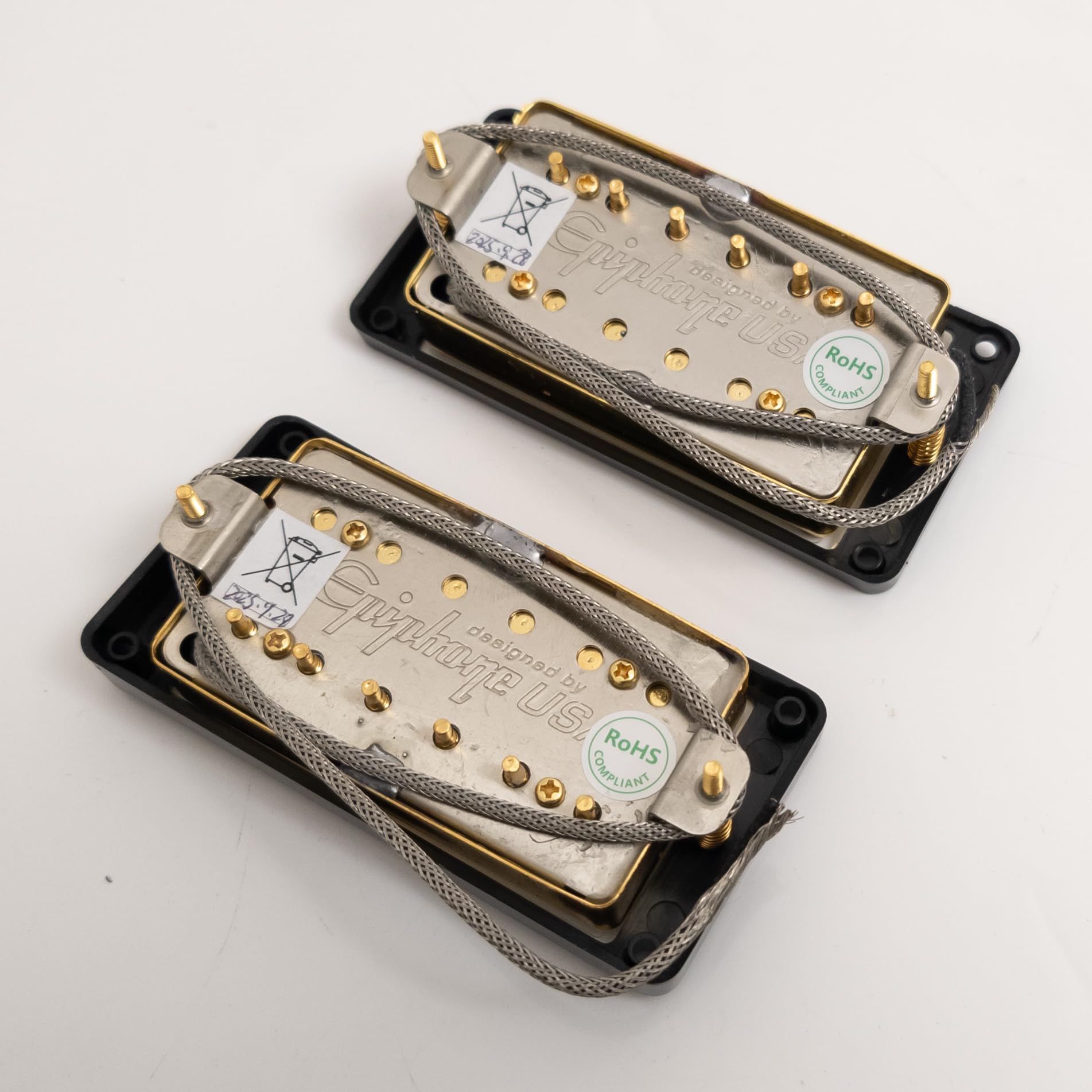 ProBucker Alnico 2 Humbucker zestaw przetworników do przetworników Gibson Les Paul, przetworniki na szyję i mostek, 2-przewodowe wiązki przewodów 2V2T, szyjka (7,5 K, 50 mm) + mostek (8,4 K, 52 mm