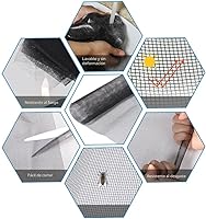 Vista 4 de TOOLTRIZ Pantalla de repuesto para ventanas y puerta mosquitera, malla de fibra de vidrio duradera de 48 x 118 pulgadas, pantalla y reparación