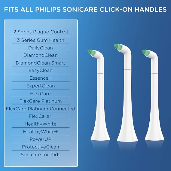 Interdental Replacement Toothbrush Heads for Philips Sonicare Click-on Brush Head System, for Cleaning Braces/Between Teeth/Back Teeth (4-Pack, White)