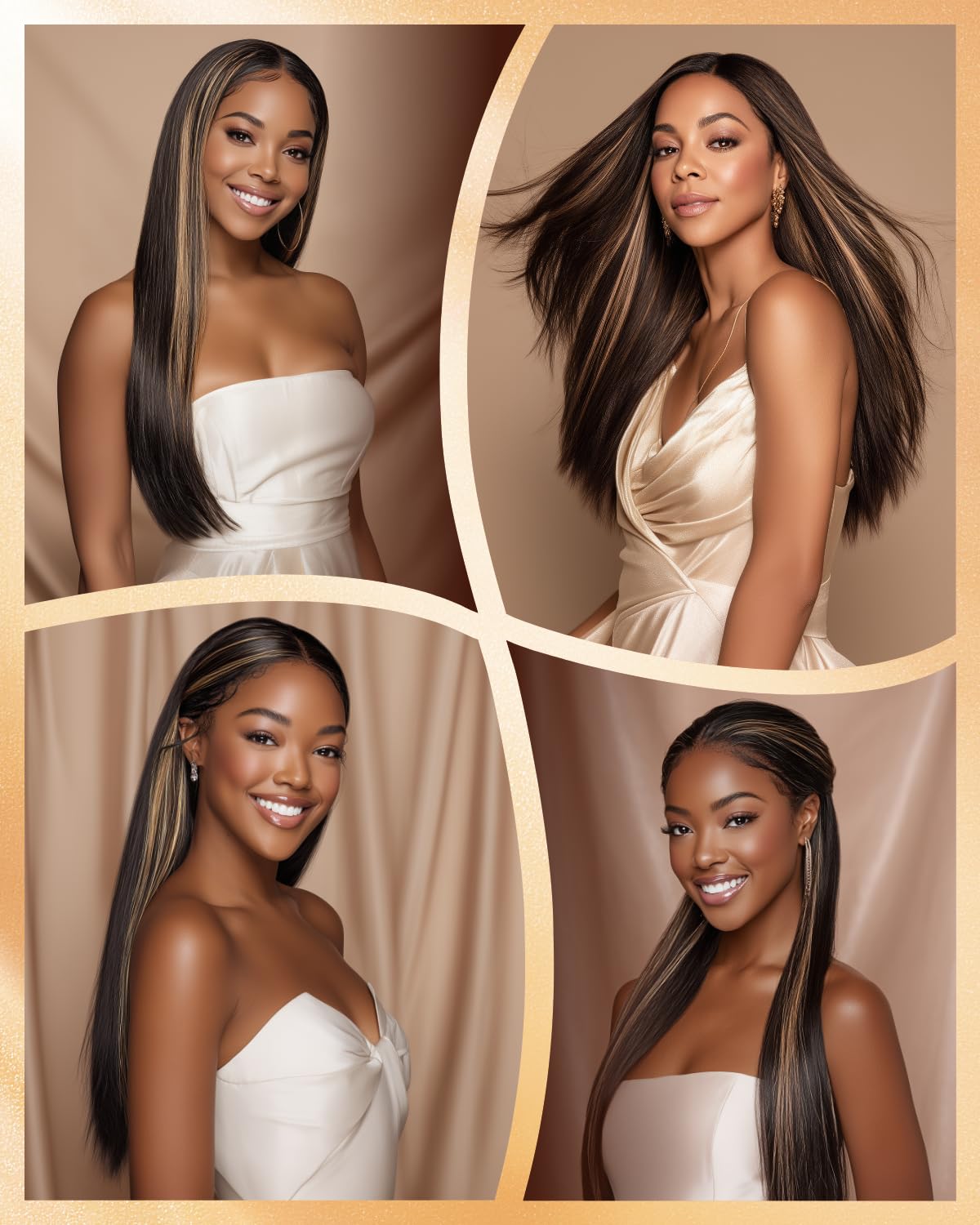 Arabella 13x6 Ombre Lace Front Wigs Human Hair Glueless Wigs Human Hair Pre Plucked Pre Cut 13x6 Ear-to-Ear HD Lace Wig 210% Density Highlight Straight Wig fb27# Drawstring Wig Human Hair 20 Inch - Image 6