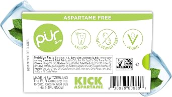 PUR Gum | Sugar Free Chewing Gum | 100% Xylitol | Vegan, Aspartame Free, Gluten Free & Diabetic Friendly | Natural Coolmint Flavoured Gum, 9 Pieces (Pack of 12)