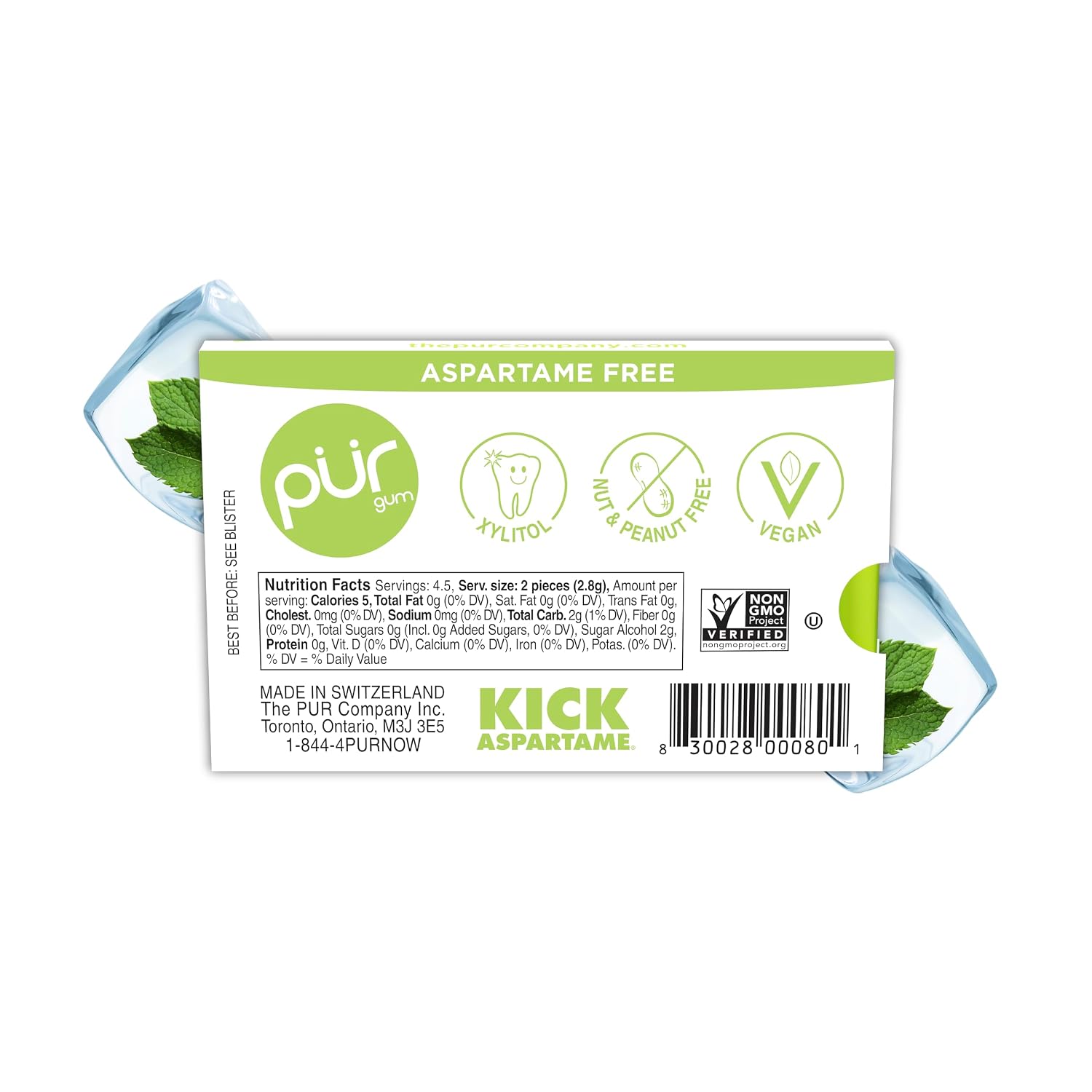 PUR Gum, Coolmint, Xylitol Gum, No Artificial Flavor, 108 Count (12x9) image 3