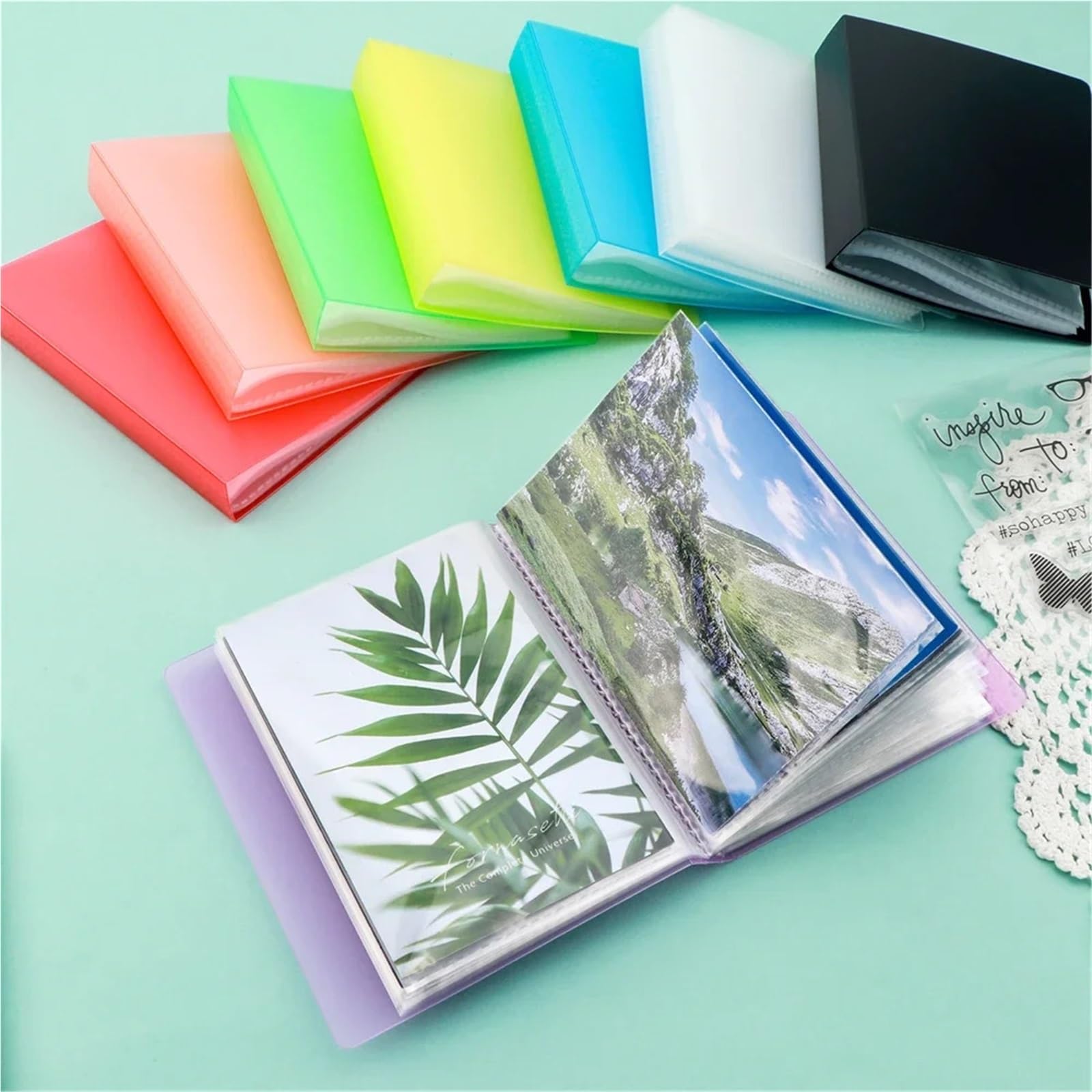 4PCS 40Pockets A6 Folder Book With Plastic Sleeves Für Mappe/Portfolio | Presentation Book For Silk Screen Stencil For Polymer Clay Storage Booklet(Pink)