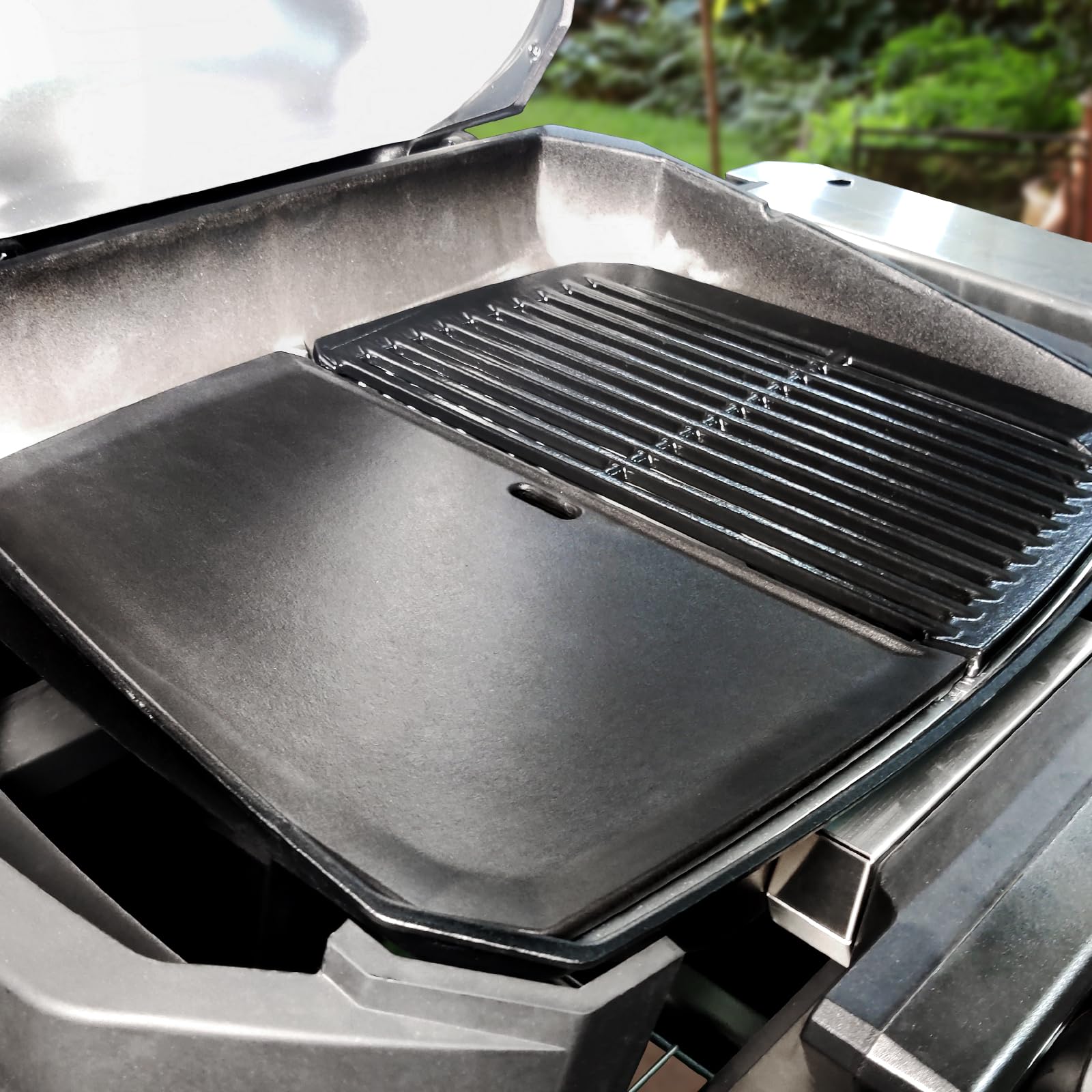 Denmay Grillplatte Gusseisen 38,6 x 24,6 cm für Weber Pulse 2000
