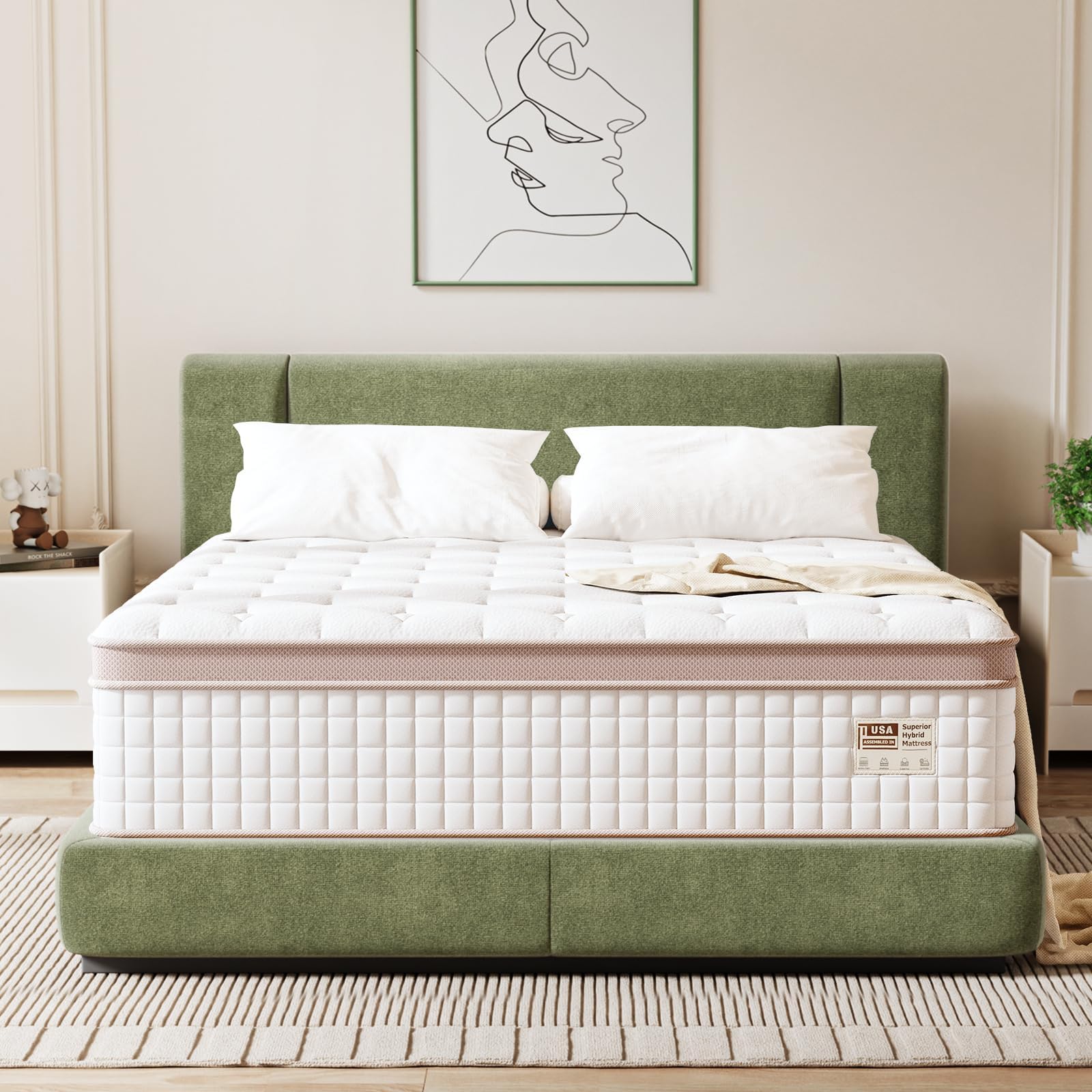 Full Mattress 14 Inch - Superior Hybrid Mattress In a Box for Back & Lumbar Support, 100 Night Trial, Individual Pocket Spring Firm Bed for Motion Isolation & Pressure Relief, CertiPUR-US CertifiedOEKO-TEX STANDARD 100