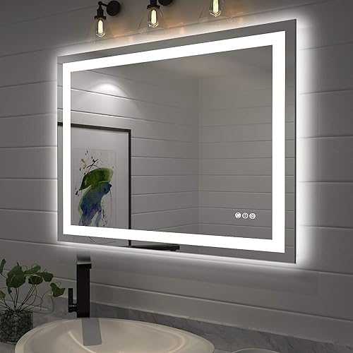 Miniatura 51 de Amorho - Espejo de pared para tocador de baño, de 20x28 pulgadas, con luz LED delantera y luz trasera, espejos de montaje en pared regulables sin