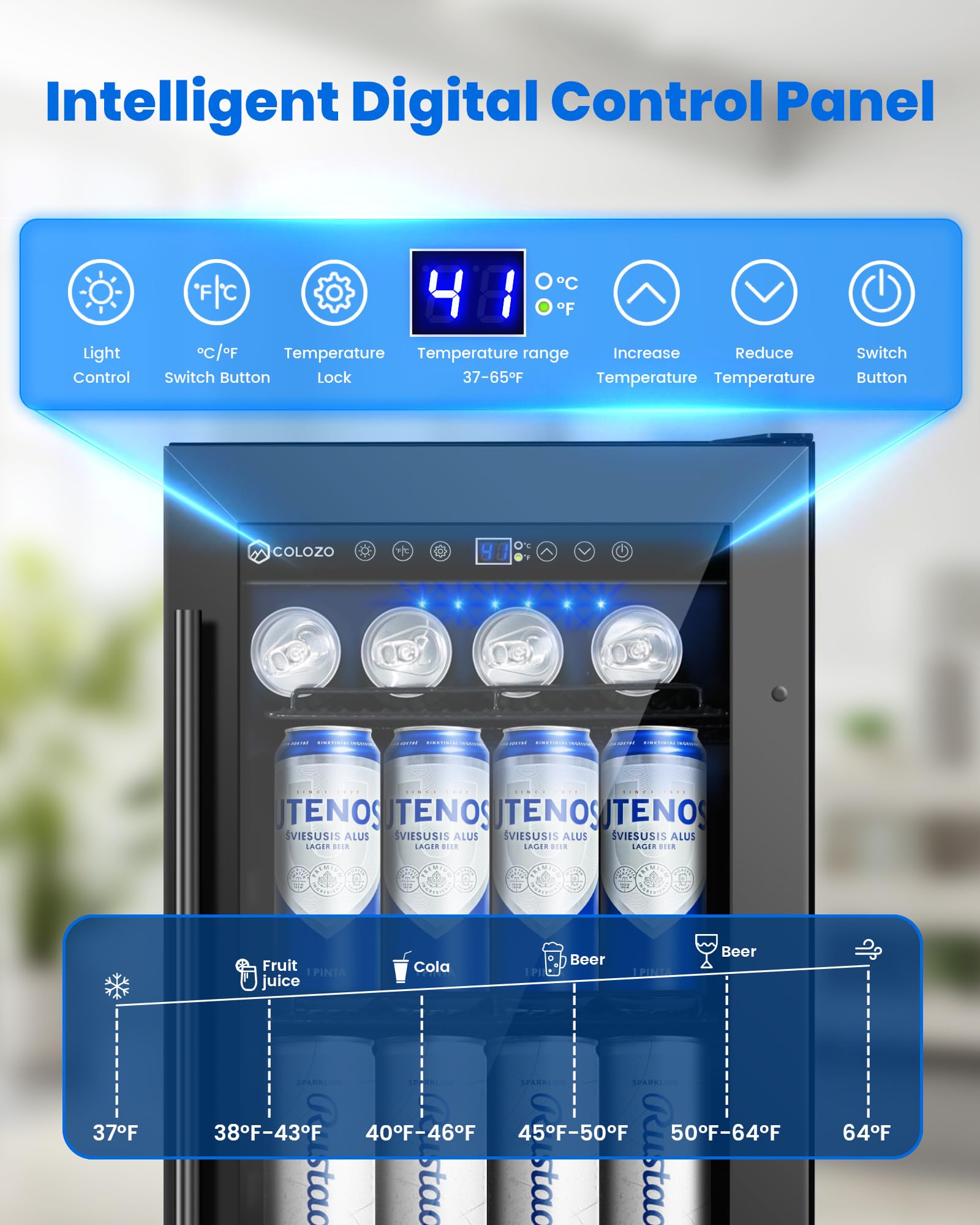 COLOZO 15 Inch Black Beverage Refrigerator Under Counter, 130 Cans Built-in/Freestanding Beverage Cooler, Mini Bar Fridge with Double Tempered Glass Door&Lock, Beverage Fridge for Drink Beer Soda Wine on Fridge.com