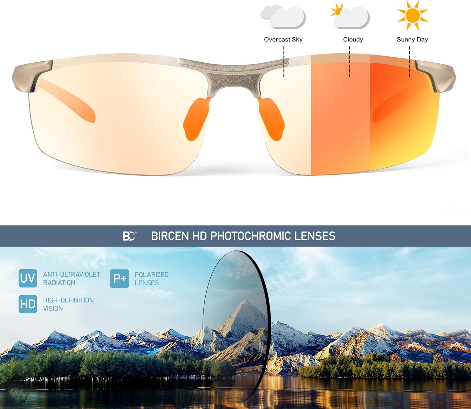 BIRCEN Polarized Carbon-Fiber Sunglasses for Men: Ultralight UV Protection Sun Glasses for Outdoor Sports Fishing Golf Hiking - Image 4