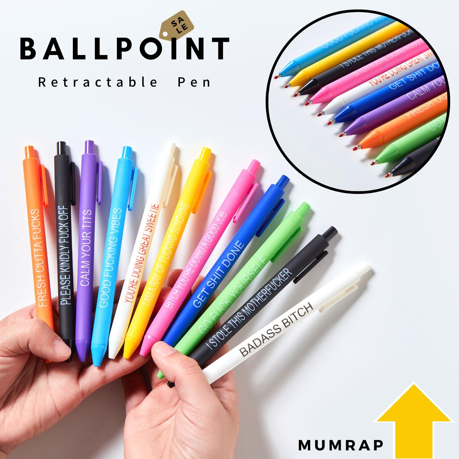 mumrap 11 Pcs Rude Pens For Women Funny Work Pens For Adults Office Colleagues Gifts Black Ink Ballpoint Pen Multipack(11PCS-Funny) - Image 2