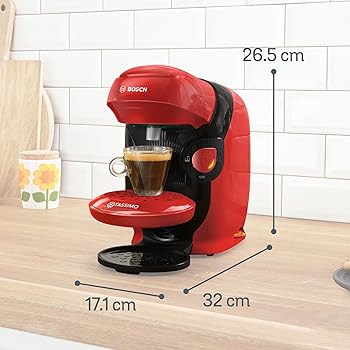 Bosch - Cafetera Tassimo Style Friendly, Hasta 70 bebidas, OneTouch, INTELLIBREW™, Rojo, TAS113E2