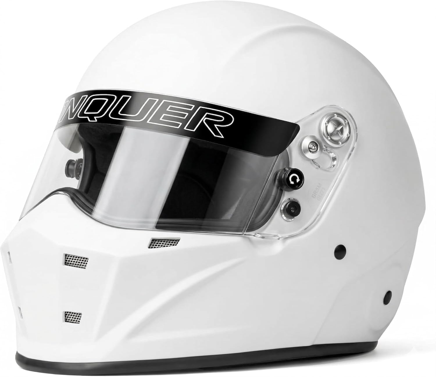 Conquer Snell SA2025 Approved Full Face Auto Racing Race Car Helmet - Adult | Men | Women | - Black / White / Silver
