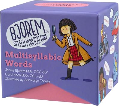 Bjorem Speech Multisyllabic Words Deck for Speech Therapy - Inclusive, Functional, and Educational Resource Autism, Childhood Apraxia of Speech, Phonological Disorder - 78 Cards with 281 Target Words