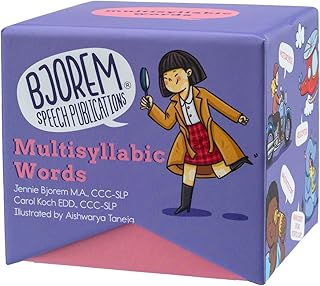 Bjorem Speech® Multisyllabic Words Deck for Speech Therapy - Inclusive, Functional, and Educational Resource Autism, Childhood Apraxia of Speech, Phonological Disorder - 78 Cards with 281 Target Words