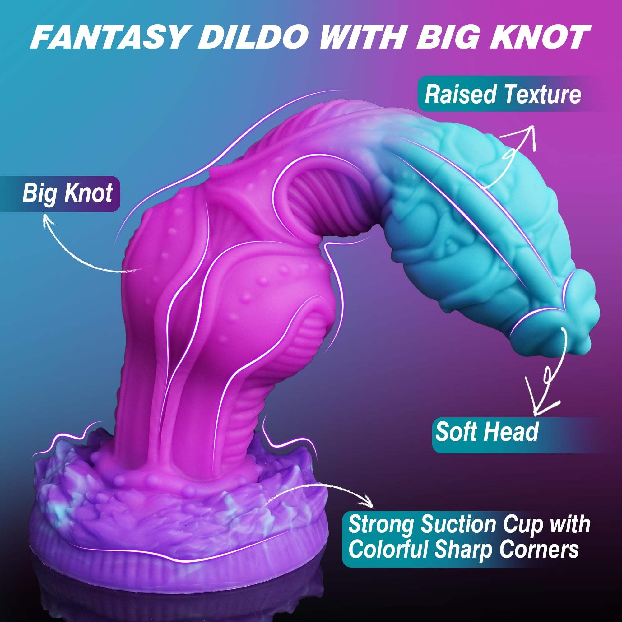 10" Monster Dildo Fantasy Horse Dildos with 2 Knots Huge Long Anal Plug with Strong Suction Cup Silicone Dragon Dong Dog Big Knot Dildo for Women Sex Anal Toys for Men Gay Adult Toys for Women Men: 9.2"